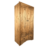 Indian Hand Carved Solid Wooden Cupboard Wardrobe Natural D23